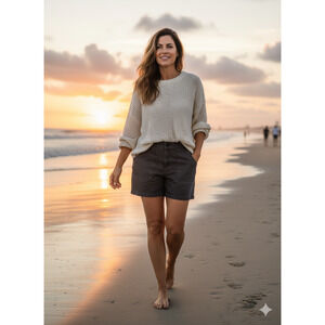 Sandro Grey Patch Pocket Decorative Button High Rise Shorts Women Size 10 Petite